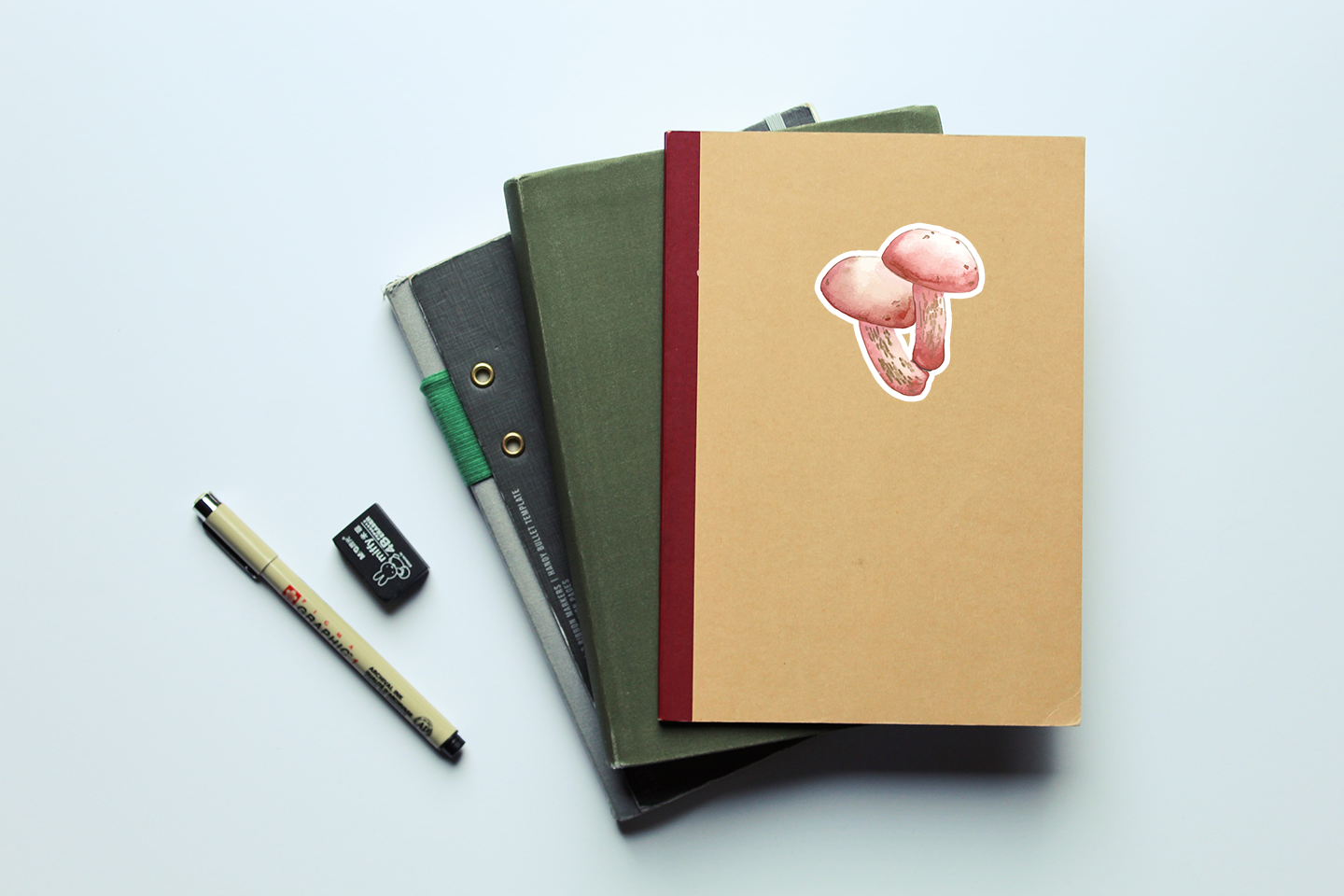 Pink Bolete Mushrooms Watercolor Vinyl Sticker